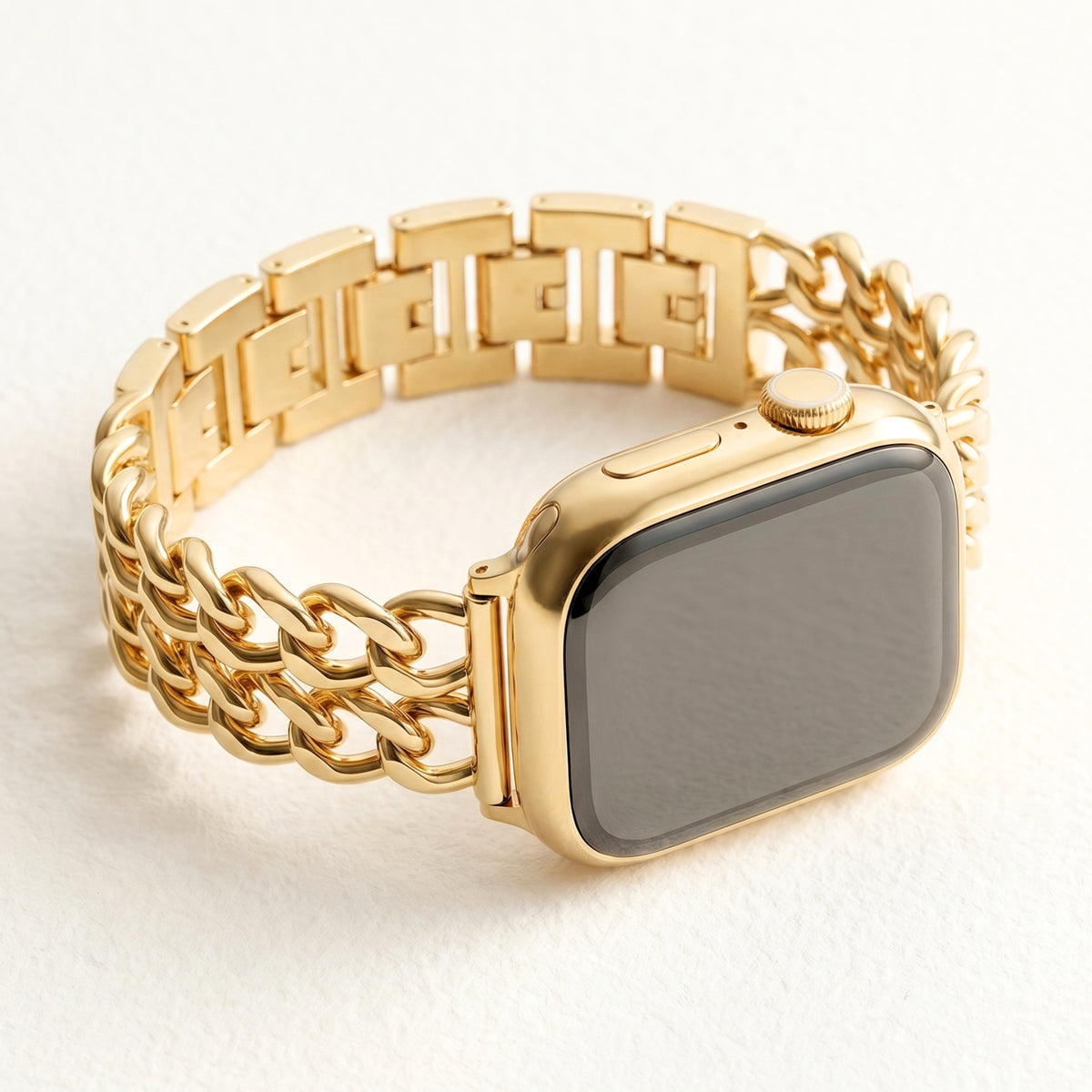 Pulseira Luxuosa Curva Dourada para Apple Watch