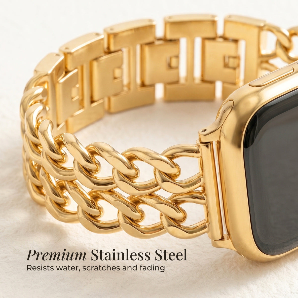 Pulseira Luxuosa Curva Dourada para Apple Watch