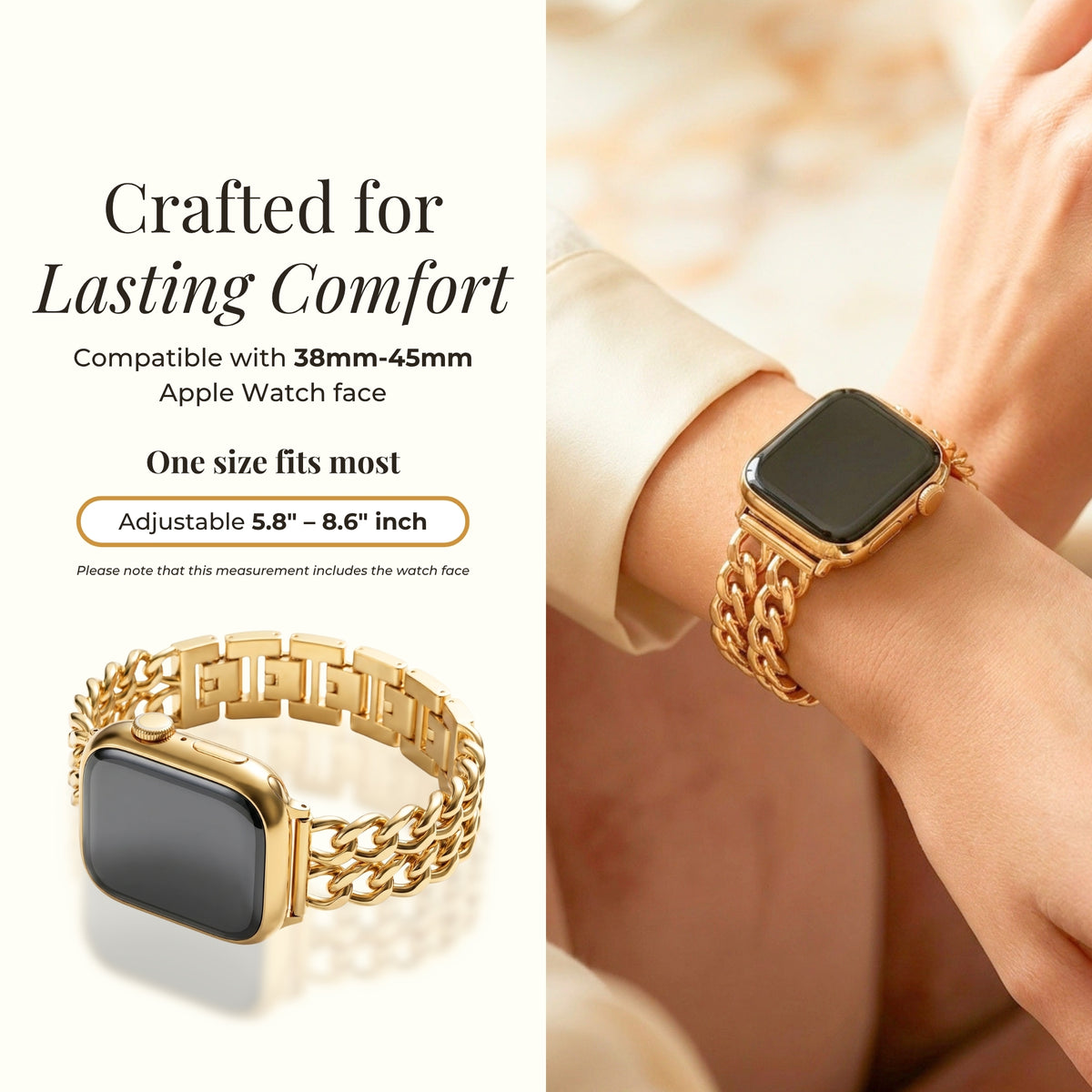 Pulseira Luxuosa Curva Dourada para Apple Watch