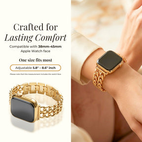 Pulseira Luxuosa Curva Dourada para Apple Watch