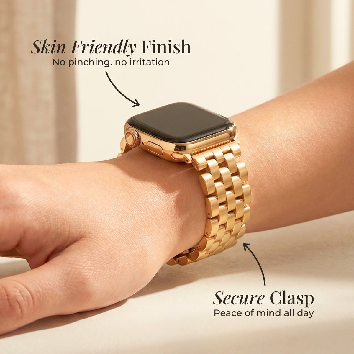 Pulseira de Luxo Dourada Chic para Apple Watch