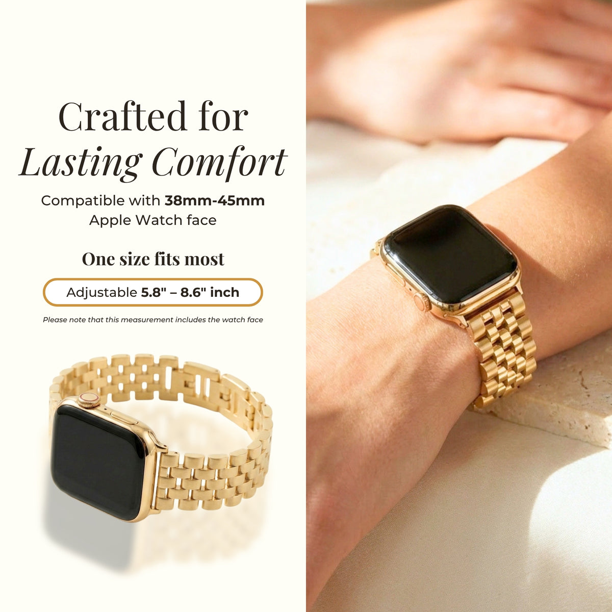 Pulseira de Luxo Dourada Chic para Apple Watch