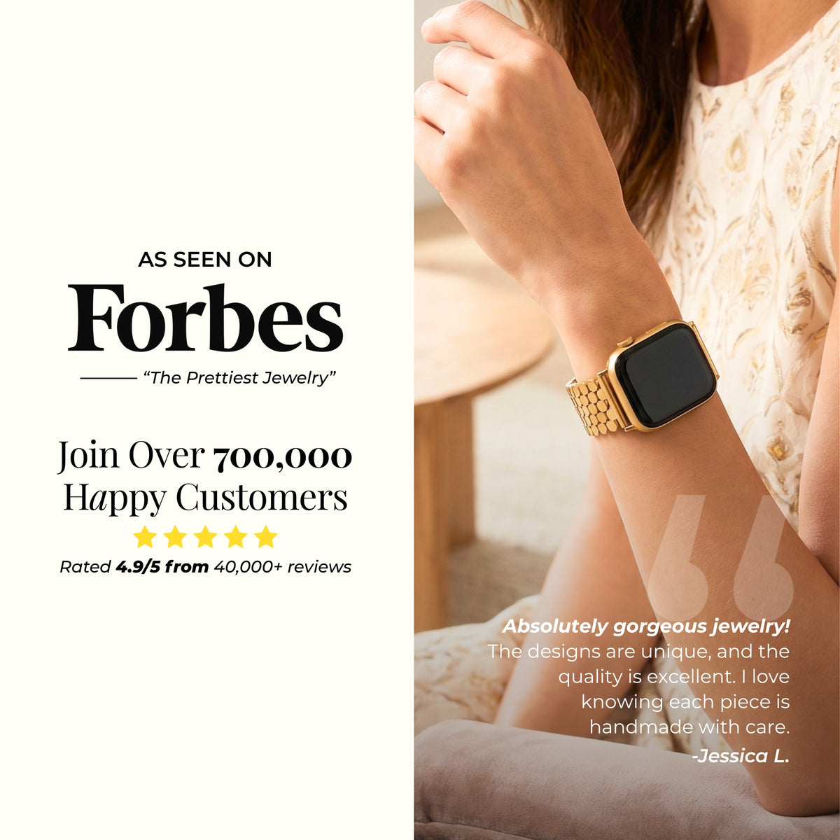 Pulseira de Luxo Golden Glamour para Apple Watch