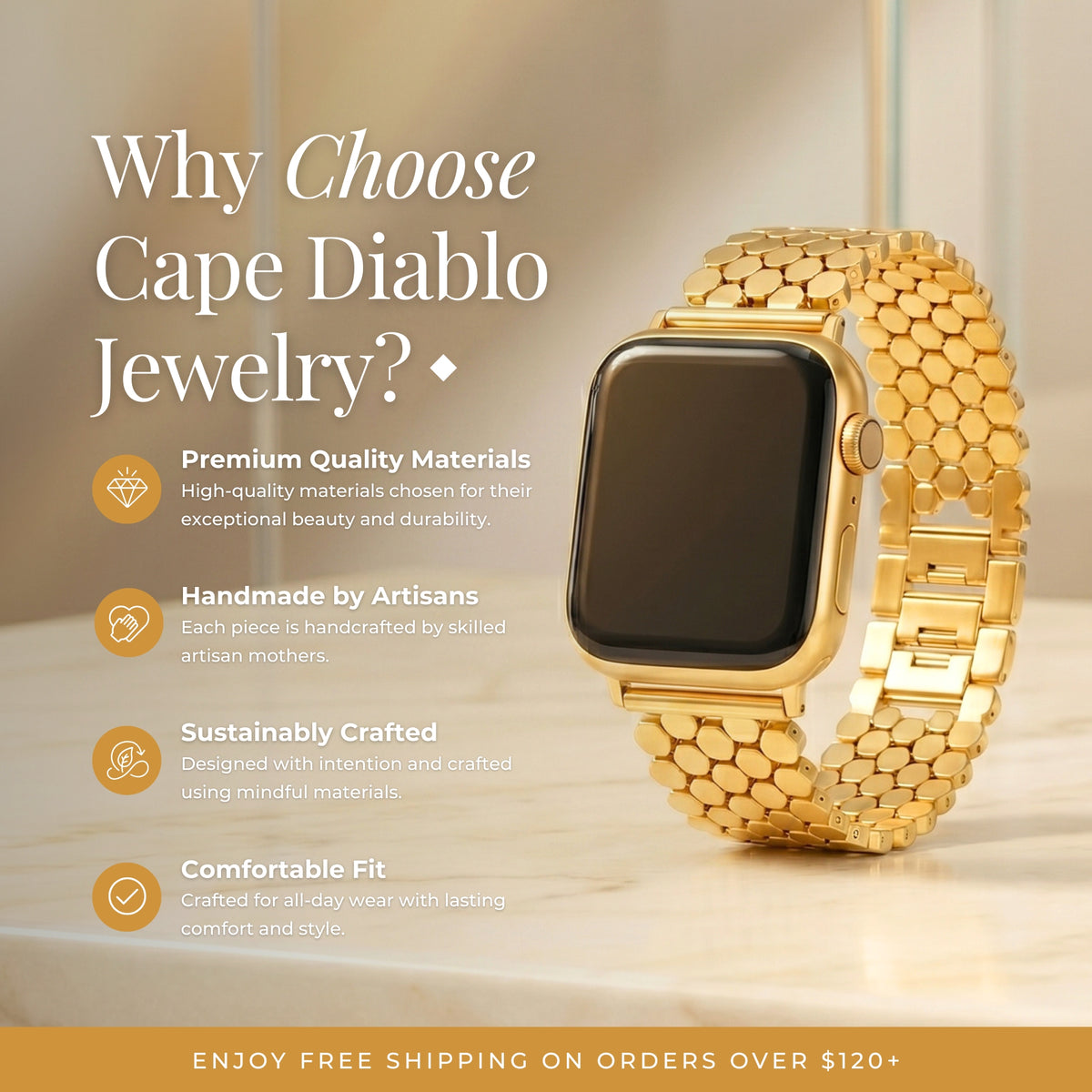 Pulseira de Luxo Golden Honeycomb para Apple Watch