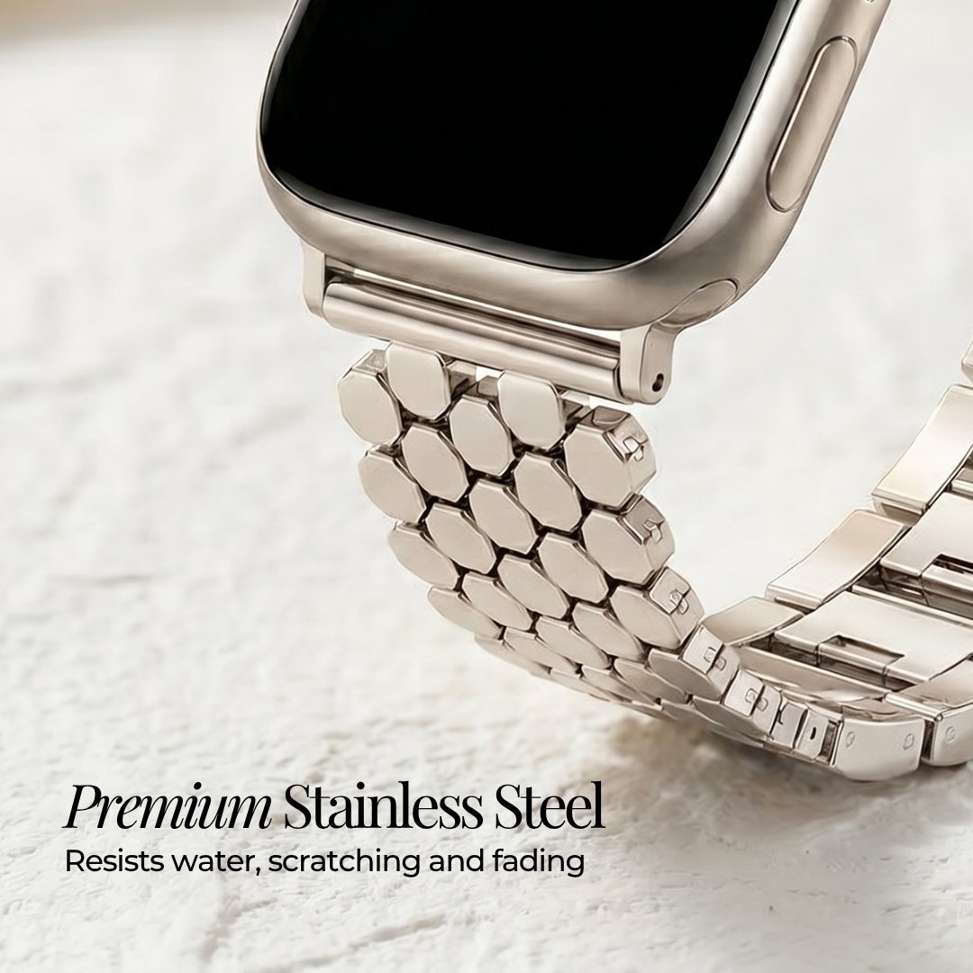 Pulseira de luxo para Apple Watch em favo de mel prateado