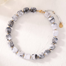 Colar de Contas Quadradas Grossas Turquesa