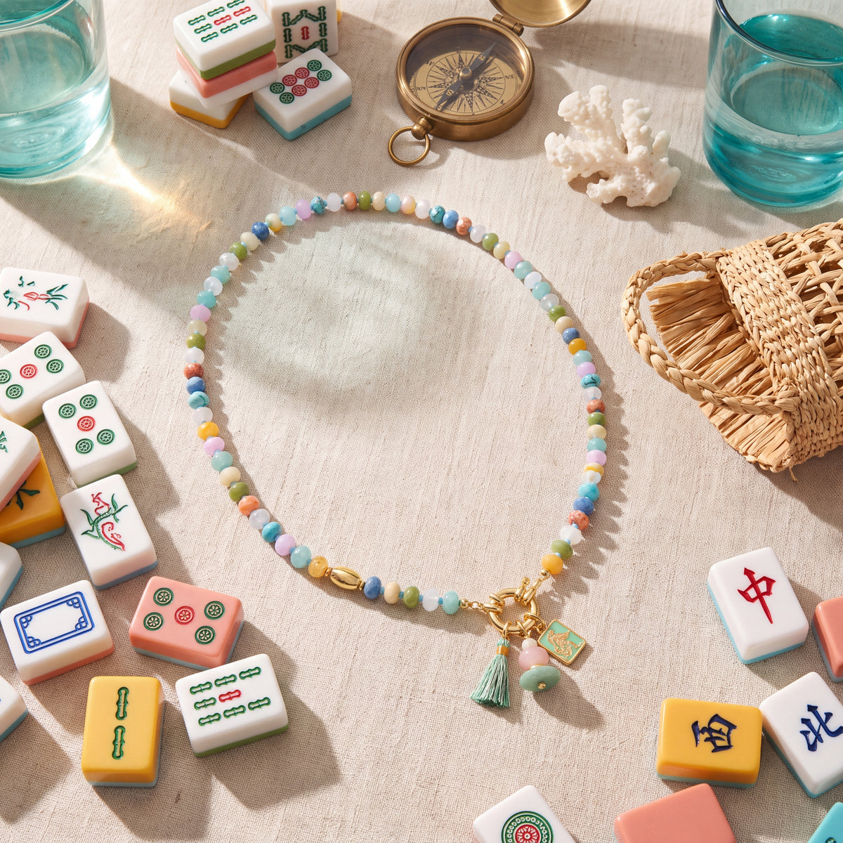Colar da Sorte com Fortuna do Mahjong