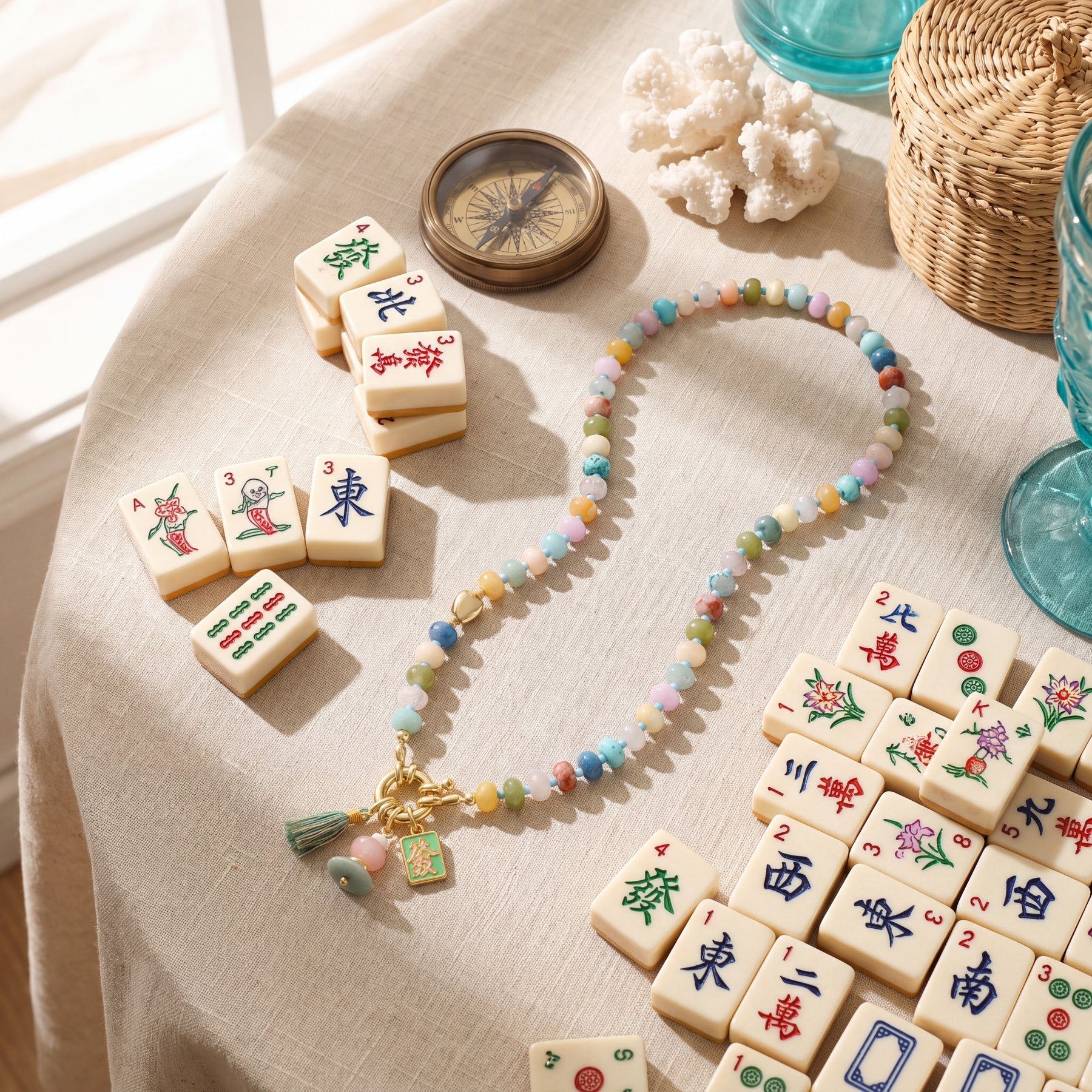 Colar da Sorte com Fortuna do Mahjong