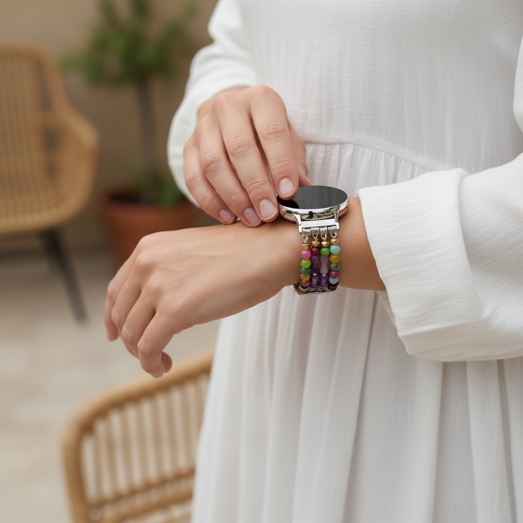 Correia para relógio Samsung Galaxy Stretch em ametista mosaico