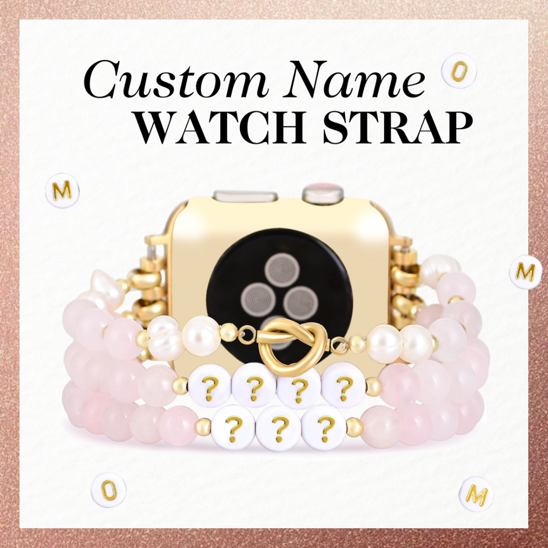 Pulseira Elástica Personalizada em Quartzo Rosa para Apple Watch