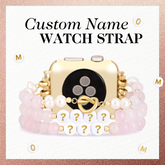 Pulseira Elástica Personalizada em Quartzo Rosa para Apple Watch