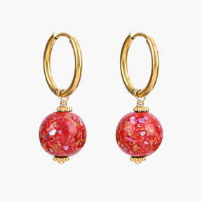 Brincos de Argola com Esferas Salpicadas Crimson Orbit