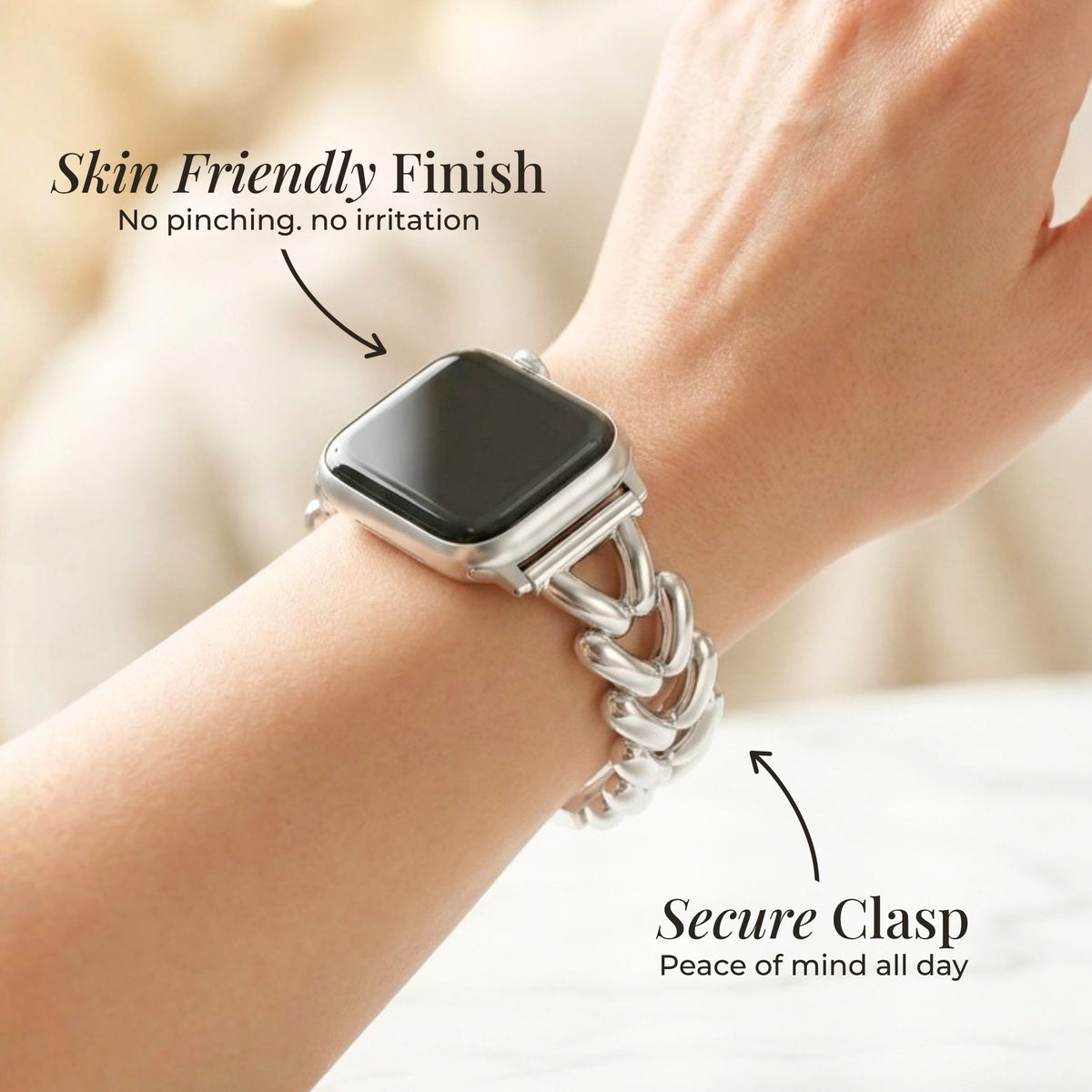 Pulseira de Luxo para Apple Watch em Trança de Platina