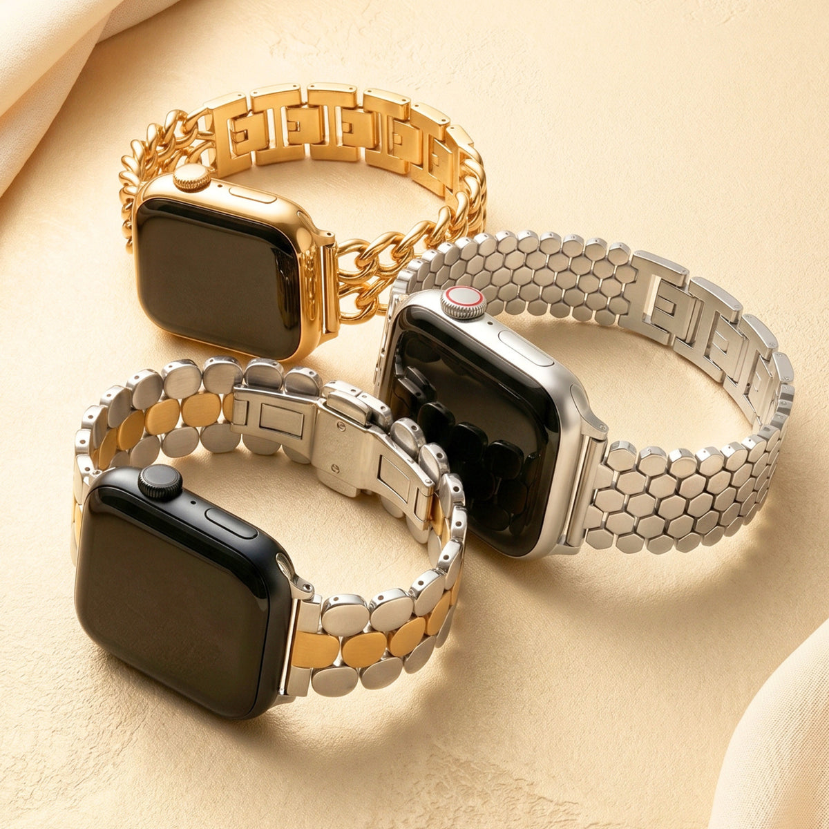Pulseira de Luxo para Apple Watch em Trança de Platina