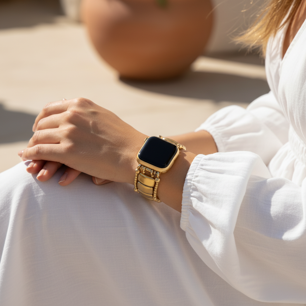 Correia Elástica Apple Watch Dourada Noir