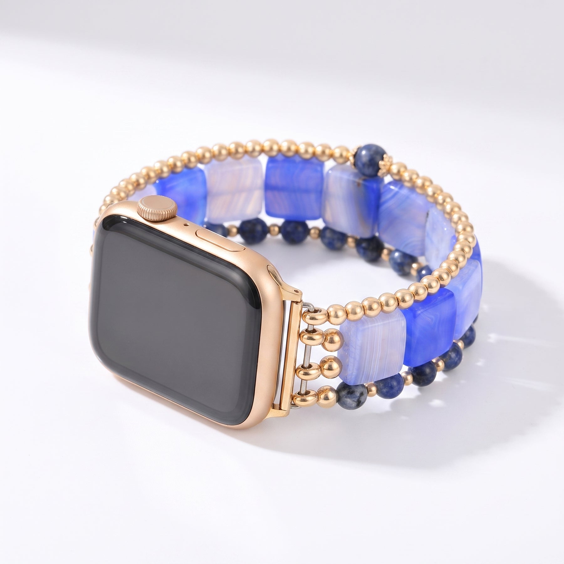 Bracelete elástica Wild Grace em ágata para Apple Watch, prateada