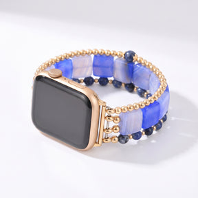Bracelete elástica Wild Grace em ágata para Apple Watch, prateada