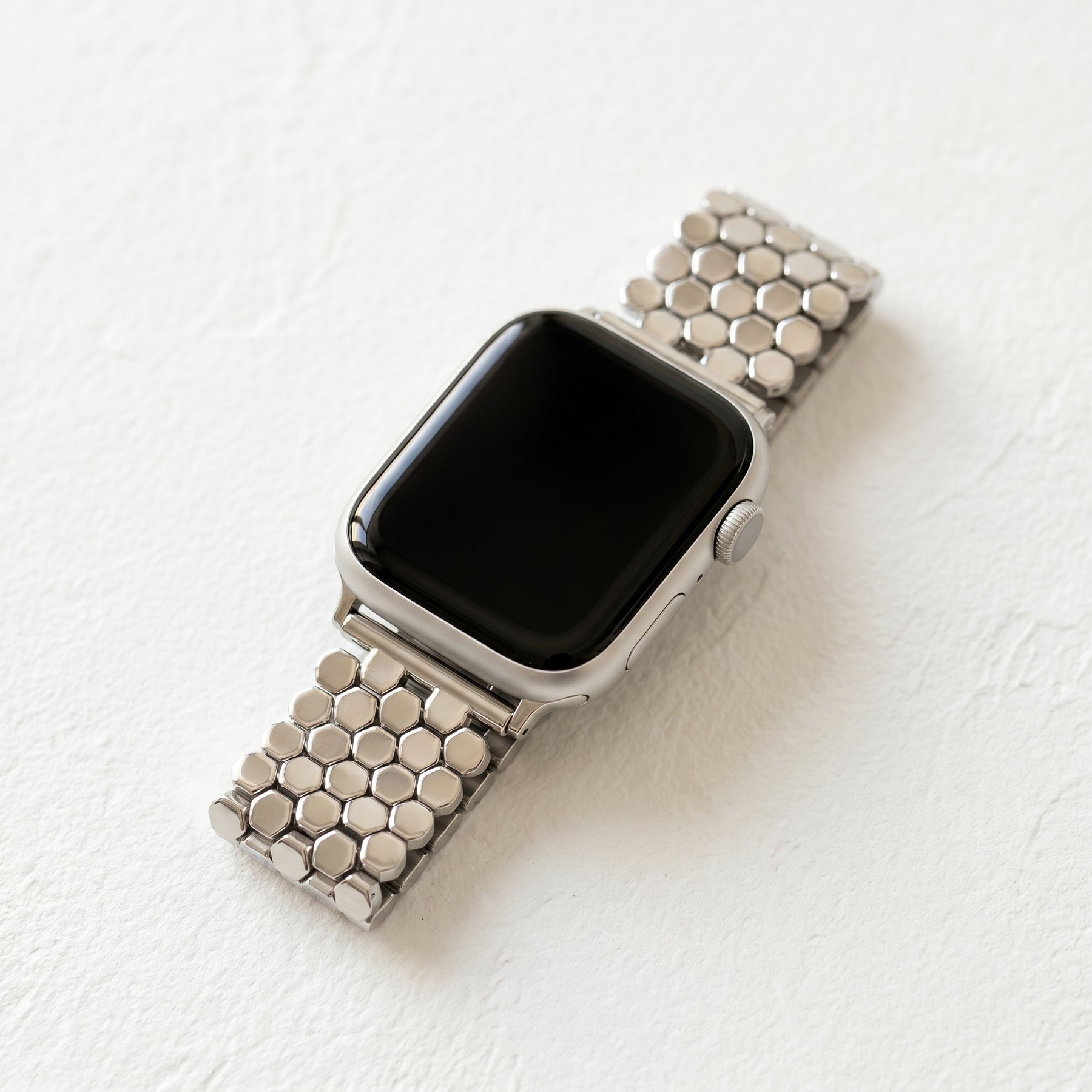 Pulseira de luxo para Apple Watch em favo de mel prateado