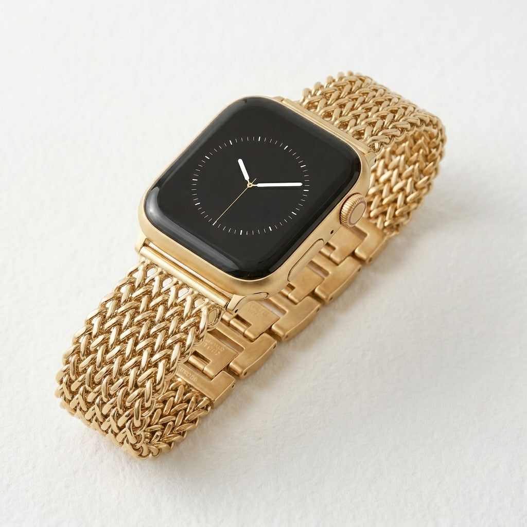 Pulseira de Corrente Dourada de Luxo para Apple Watch