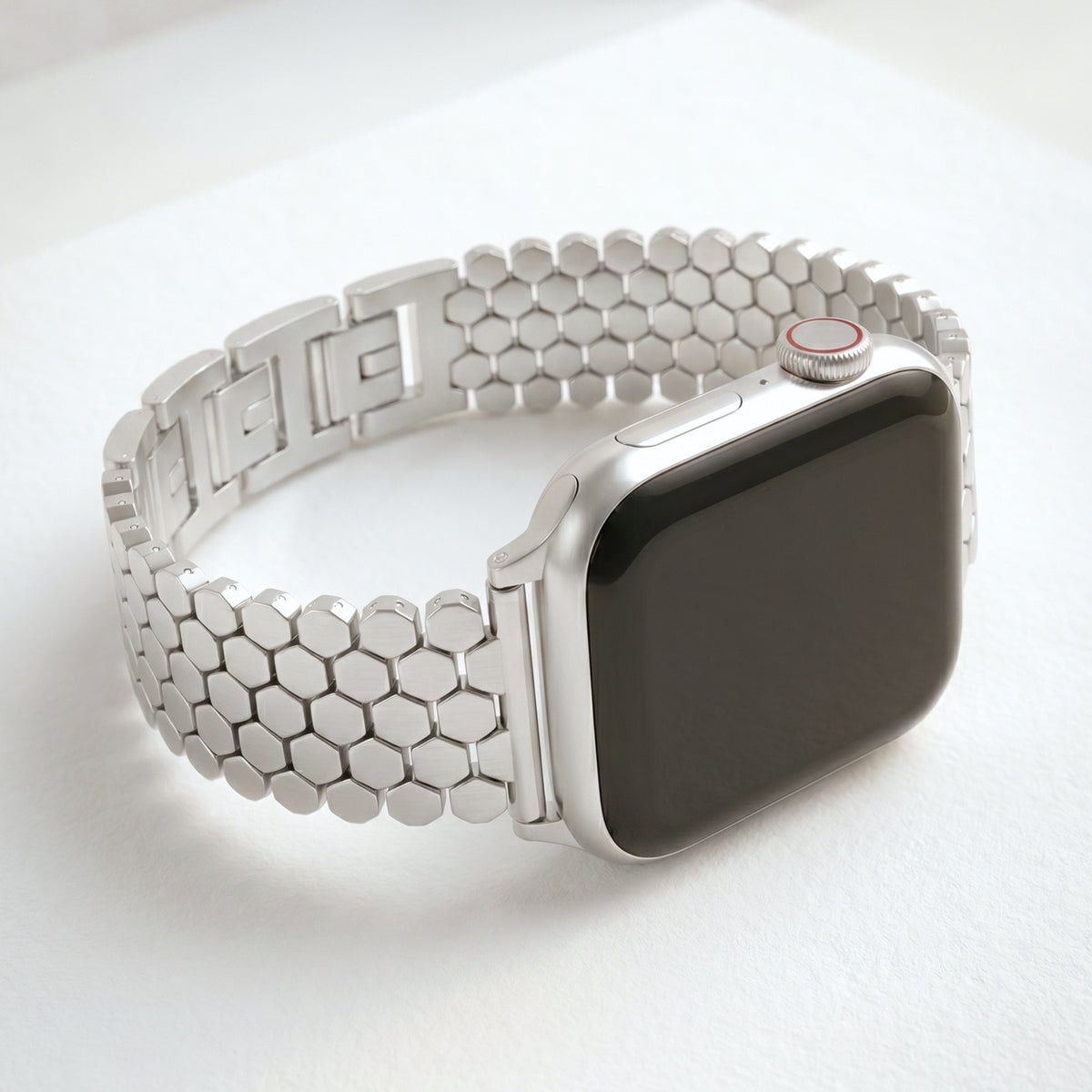 Pulseira de luxo para Apple Watch em favo de mel prateado