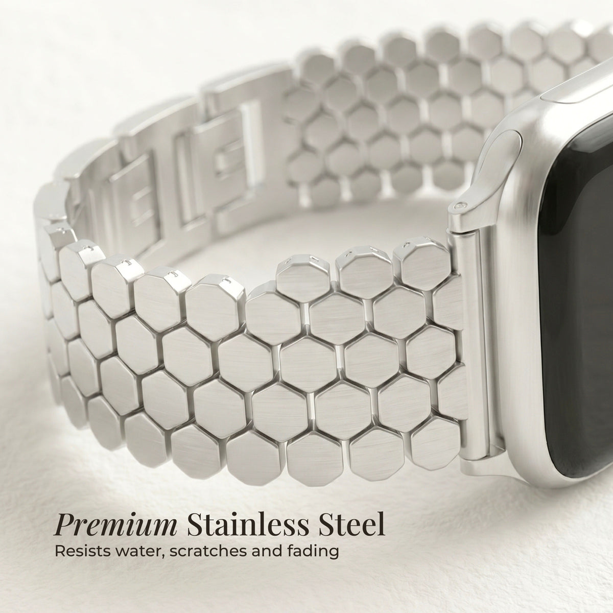 Pulseira de luxo para Apple Watch em favo de mel prateado