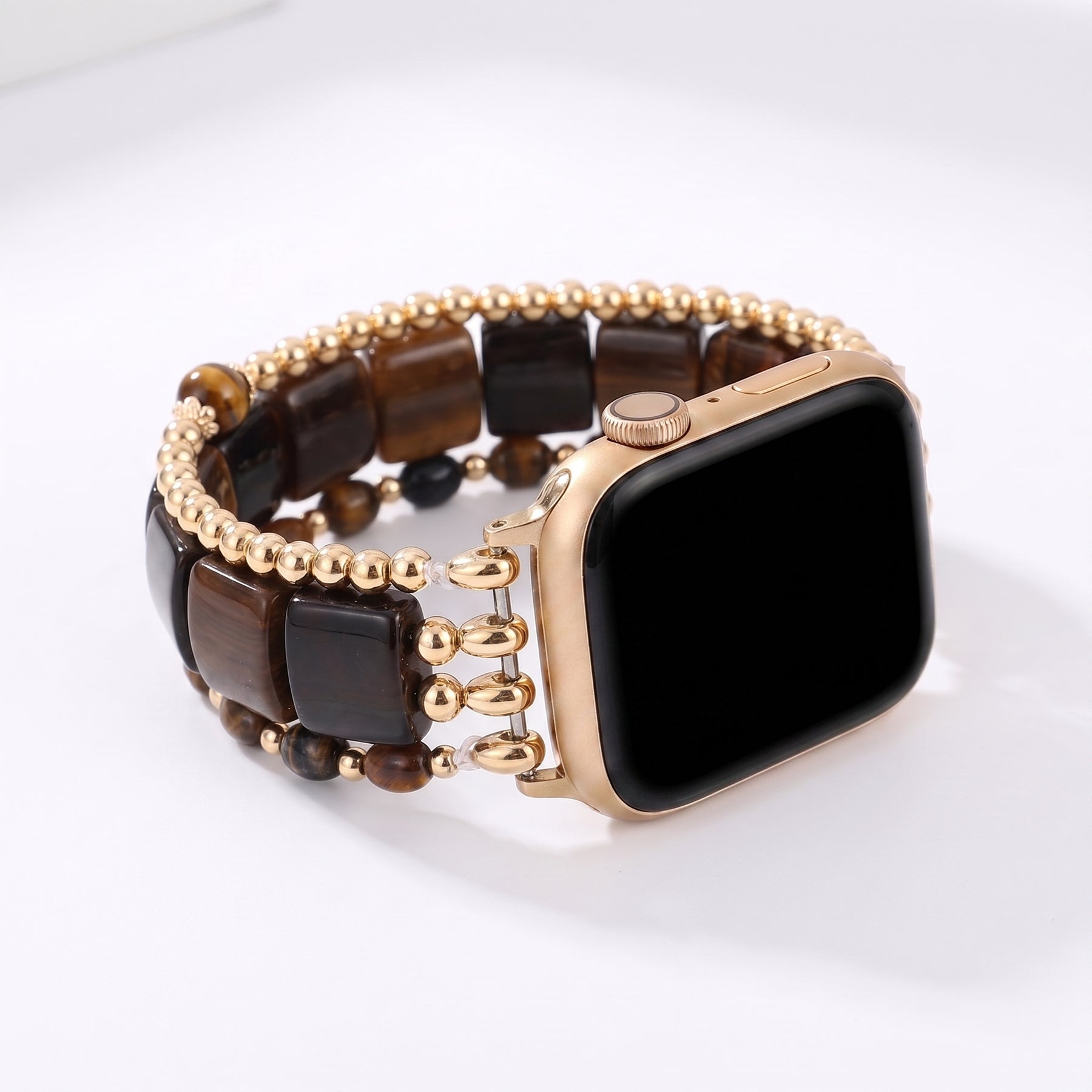 Bracelete elástica Wild Grace em ágata para Apple Watch, prateada