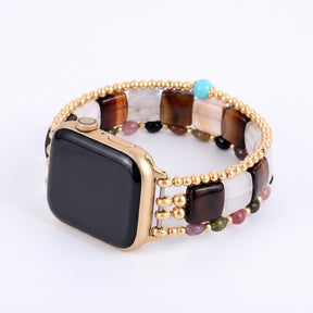 Bracelete elástica Wild Grace em ágata para Apple Watch, prateada