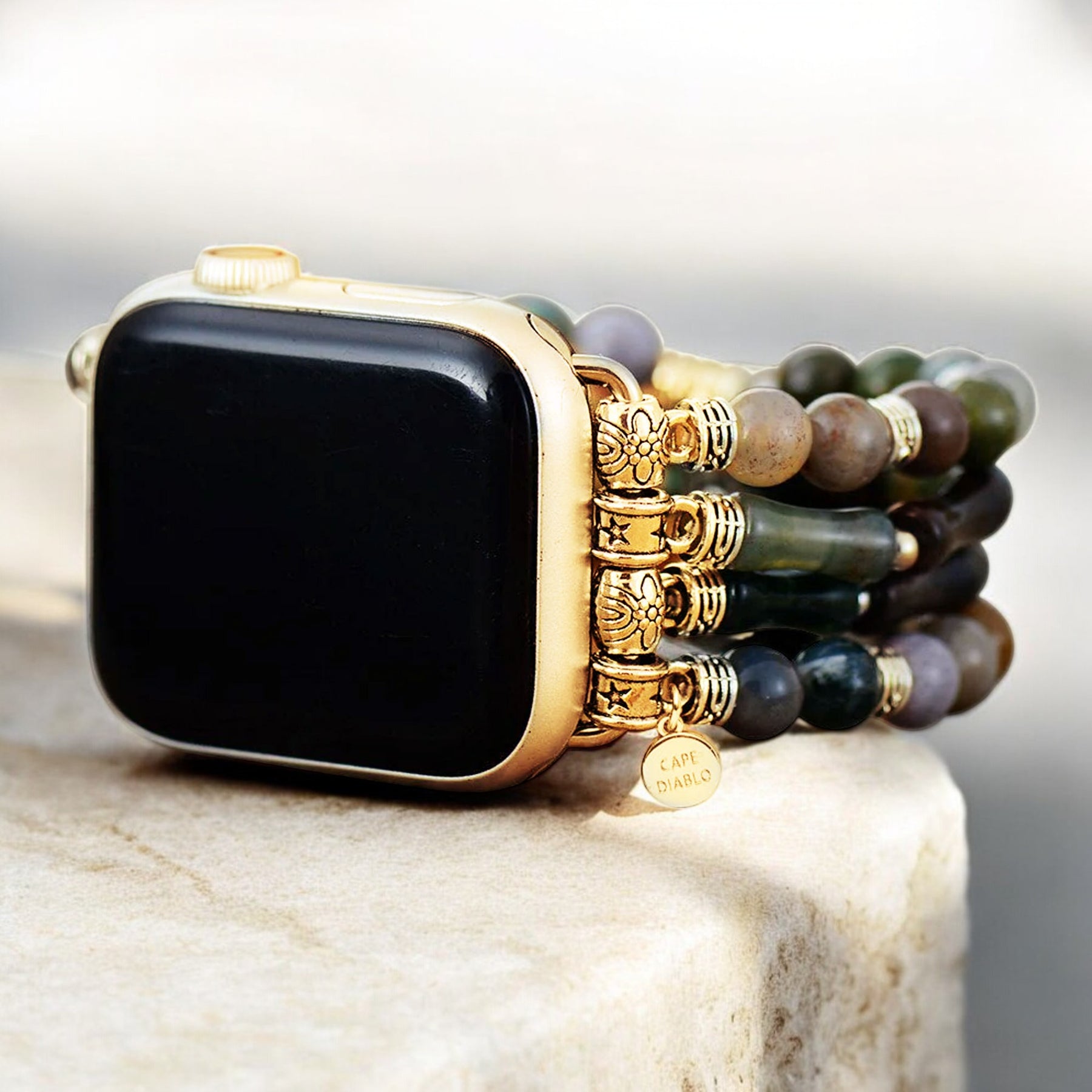 Pulseira vintage de ágata elástica para Apple Watch