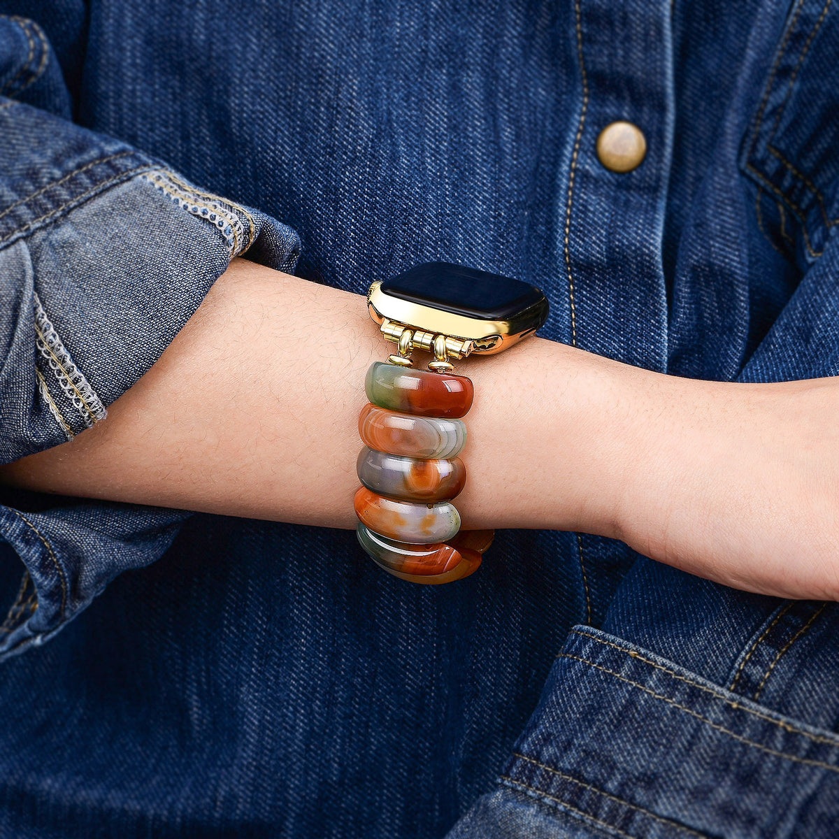 Pulseira Elástica Golden Dusk Agate para Apple Watch