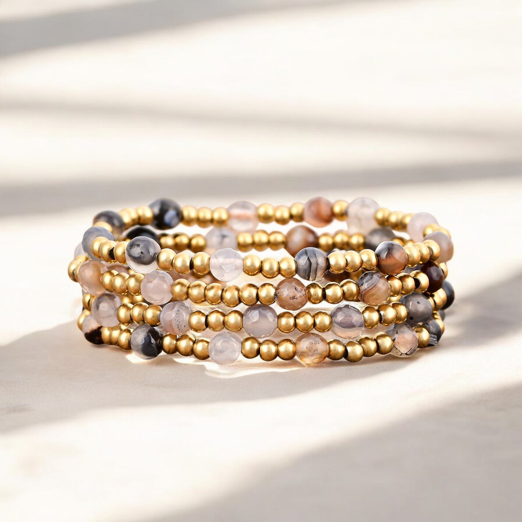 Conjunto de Pulseiras Elegância de Ágata