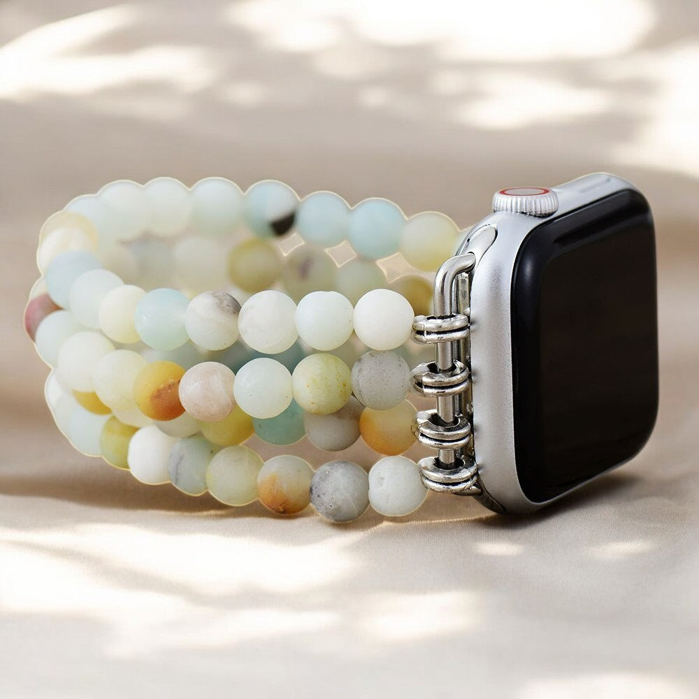 Pulseira elástica de jaspe amazonite para Apple Watch