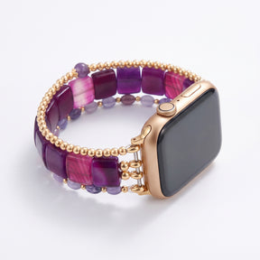 Bracelete elástica Wild Grace em ágata para Apple Watch, prateada