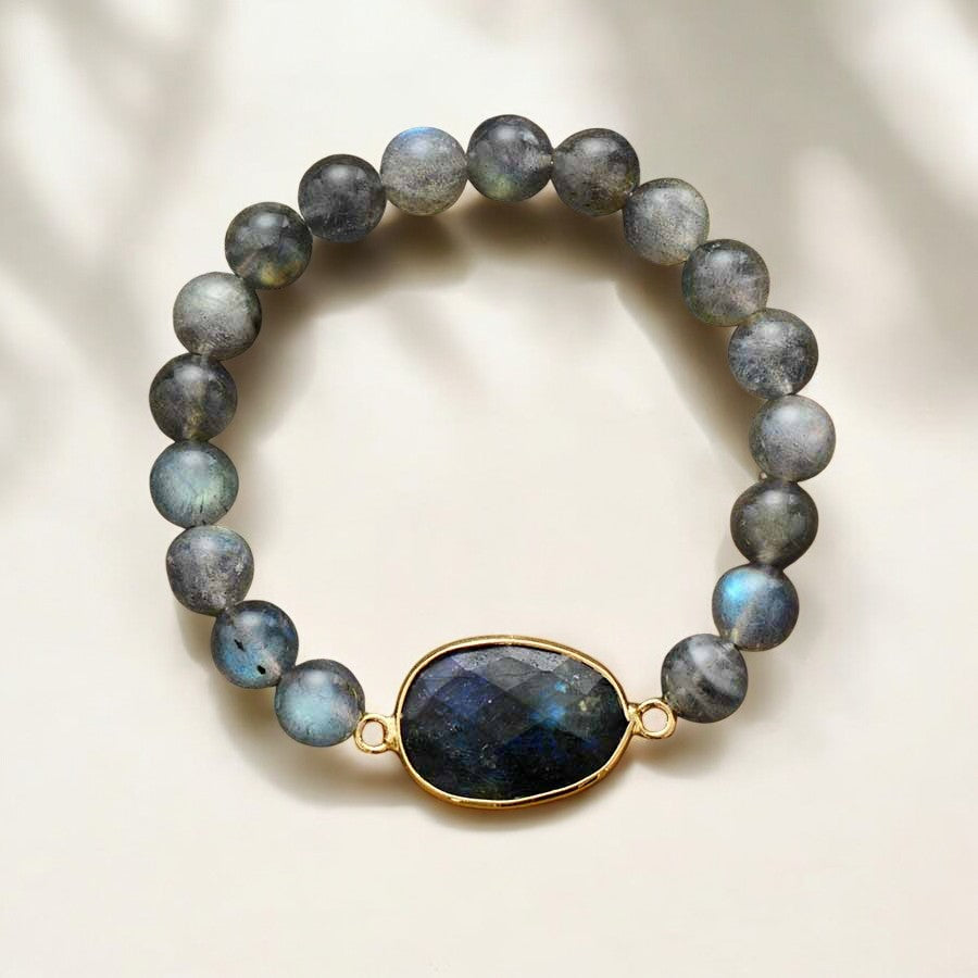 Pulseira de Pedra Preciosa Labradorite Azul