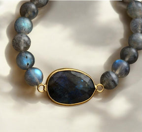 Pulseira de Pedra Preciosa Labradorite Azul