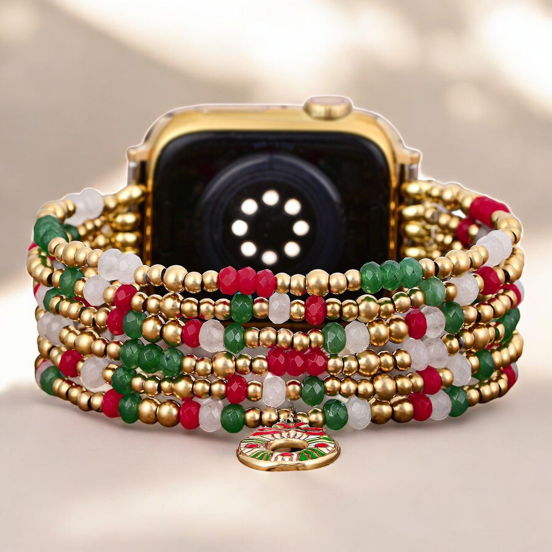 Correia elástica Golden Holly Cheer para Apple Watch