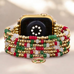 Correia elástica Golden Holly Cheer para Apple Watch