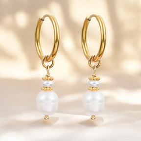 Brincos de Argola com Pérola Golden Grace e Ágata