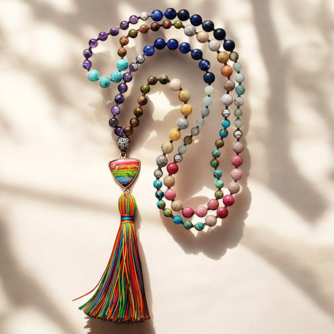 Colar com Pendente de Chakra e Tassel