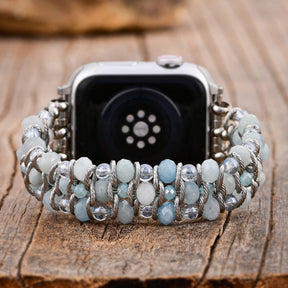 Pulseira Trançada de Safira Aquamarine para Apple Watch