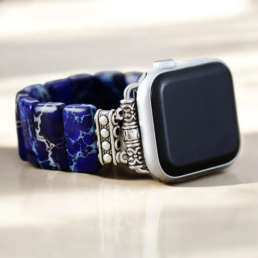 Correia elástica Apple Watch em jaspe tibetano azul-marinho escuro
