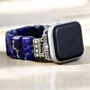 Correia elástica Dark Navy Tibetan Jasper para Apple Watch