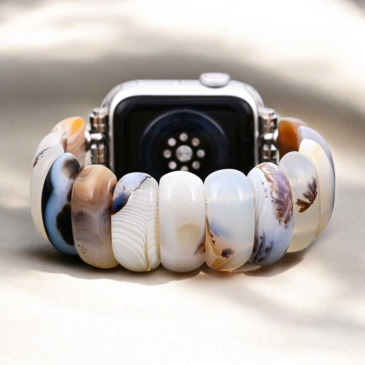 Pulseira elástica de ágata Ivory Dune para Apple Watch