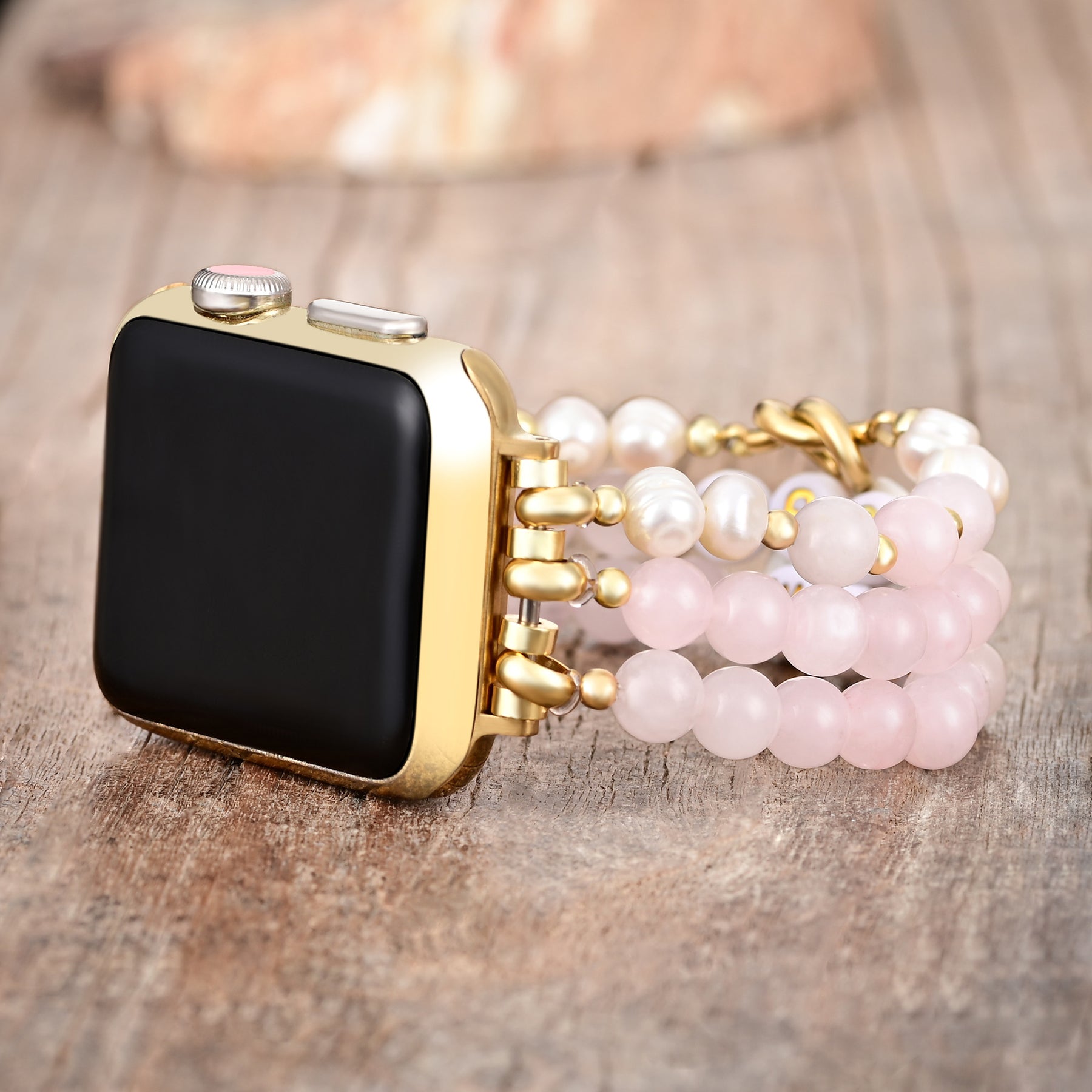 Pulseira para Apple Watch Yoga Mom Rose Quartz Stretch