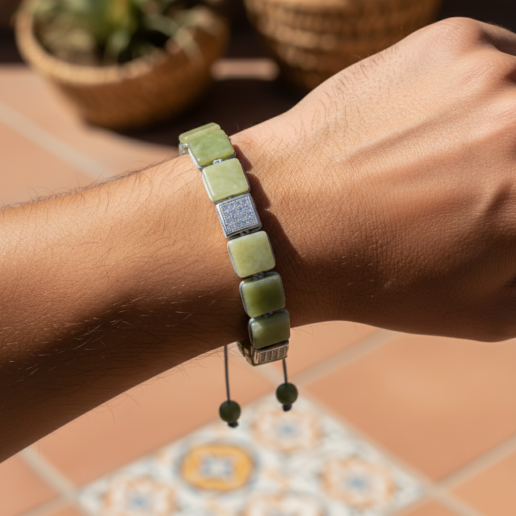 Pulseira Masculina de Jade do Sul