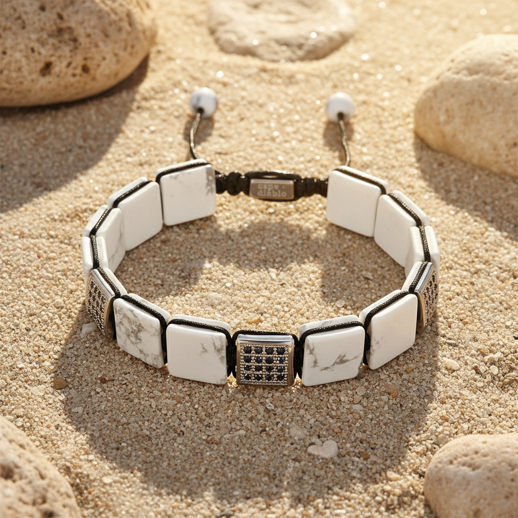 Pulseira branca de turquesa para homem