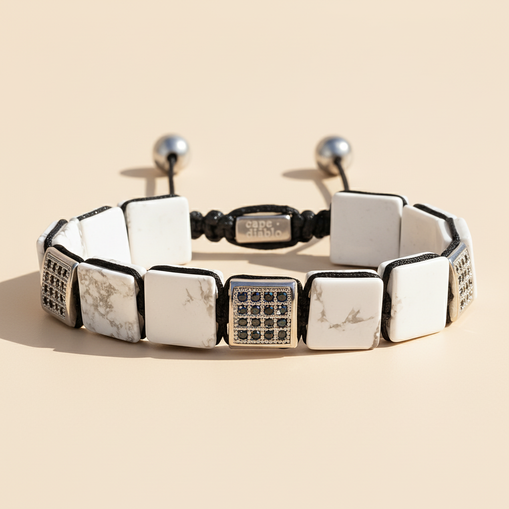 Pulseira branca de turquesa para homem