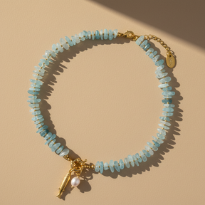 Colar com Pendentes de Pérola de Água-Marinha