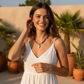 Colar com Pendentes de Pérola Ágata