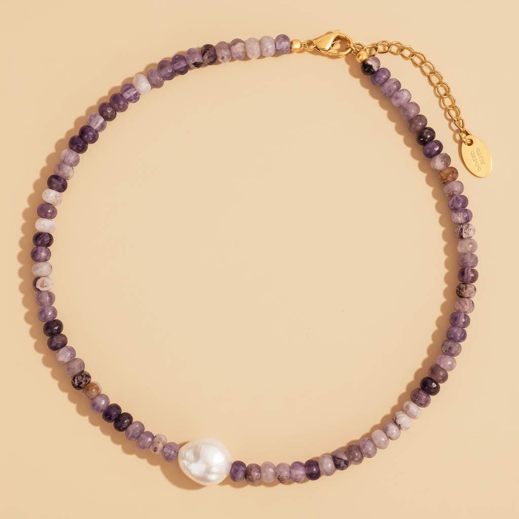 Colar de Pérolas Amethyst Grace