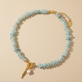 Colar com Pendentes de Pérola de Água-Marinha